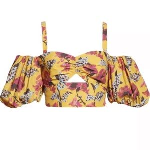 A.L.C. Yellow puff sleeve melody crop top size 12